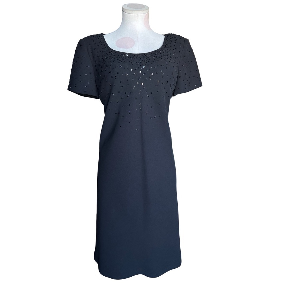 NWT Jones New York - Beaded Sequin Cocktail Dress-Black- 10